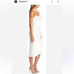 House of CB Cream Corset Midi Sienna Ivory Satin Dress